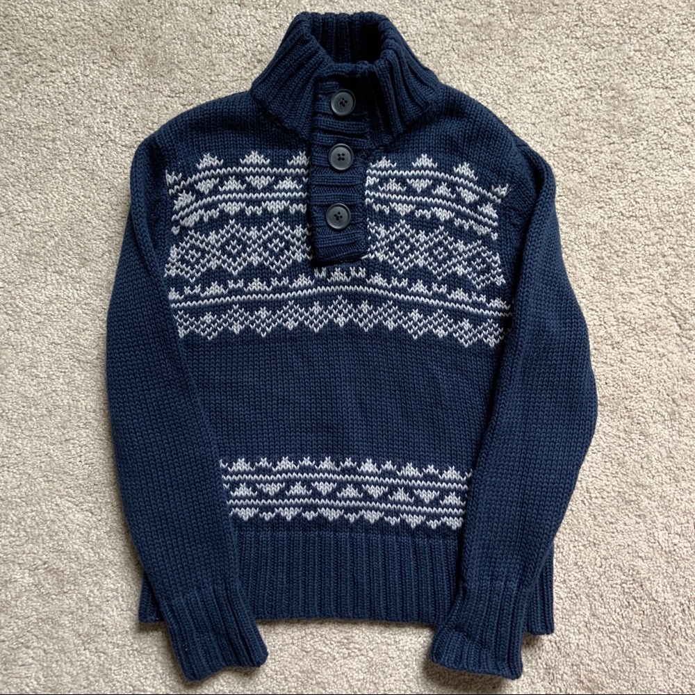 Cherokee Boys Fair Isle Sweater Navy Gray XS 4/5